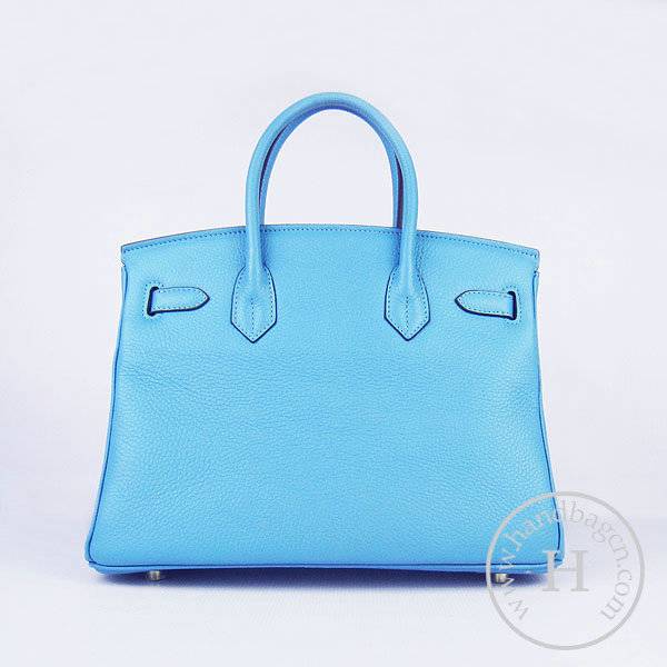Hermes Birkin 30cm 6088 Light Blue Calfskin Leather With Gold Hardware - Click Image to Close