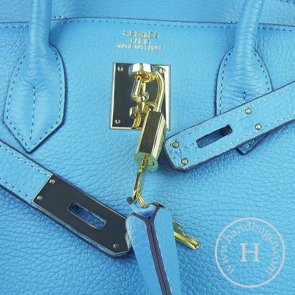 Hermes Birkin 30cm 6088 Light Blue Calfskin Leather With Gold Hardware
