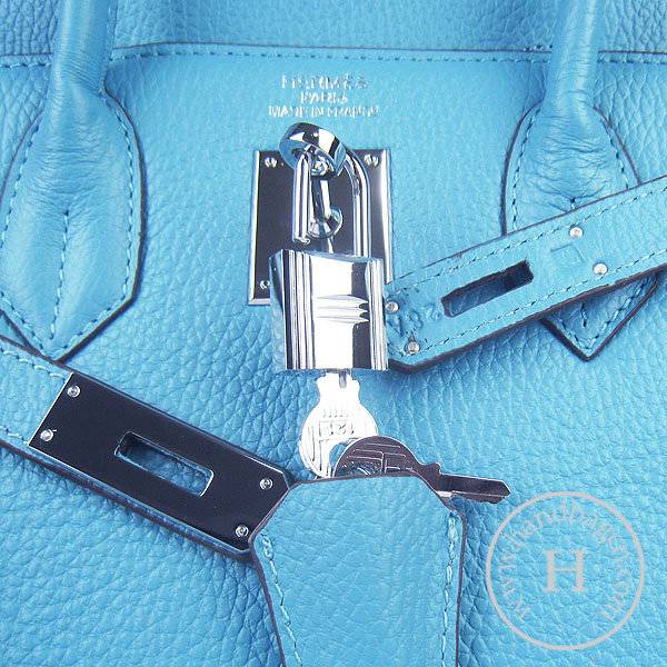 Hermes Birkin 30cm 6088 Light Blue Calfskin Leather With Silver Hardware
