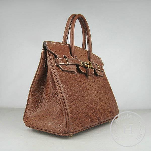 Hermes Birkin 30cm 6088 Light Coffee Ostrich Leather With Gold Hardware - Click Image to Close