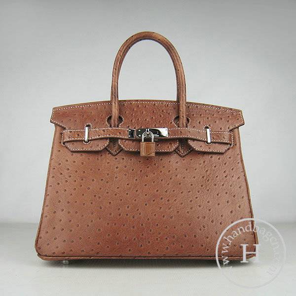 Hermes Birkin 30cm 6088 Light Coffee Ostrich Leather With Silver Hardware