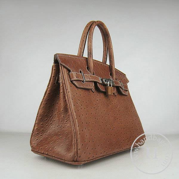 Hermes Birkin 30cm 6088 Light Coffee Ostrich Leather With Silver Hardware