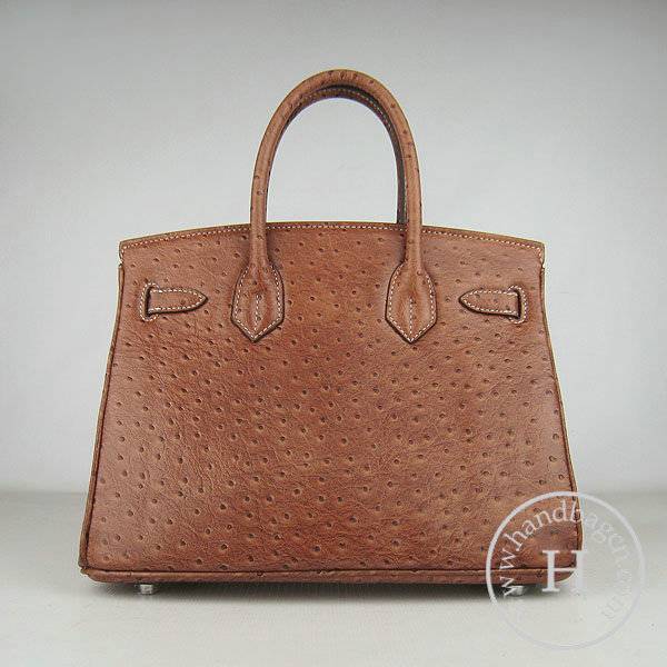 Hermes Birkin 30cm 6088 Light Coffee Ostrich Leather With Silver Hardware - Click Image to Close