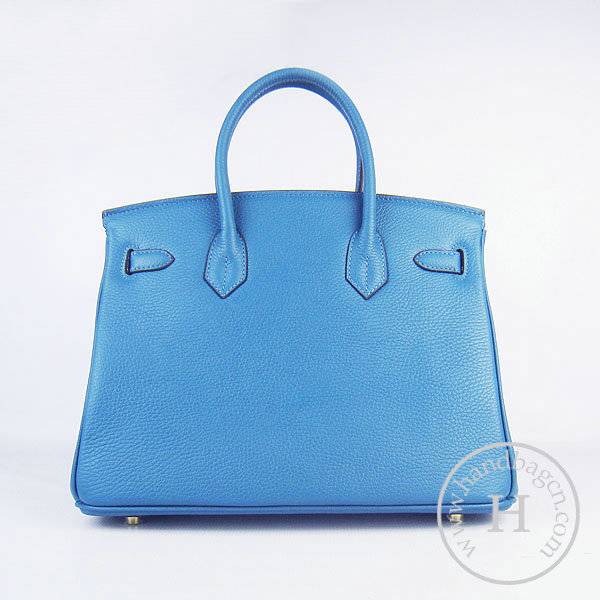 Hermes Birkin 30cm 6088 Medium Blue Calfskin Leather With Gold Hardware - Click Image to Close