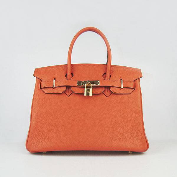 Hermes Birkin 30cm 6088 Orange Calfskin Leather With Gold Hardware