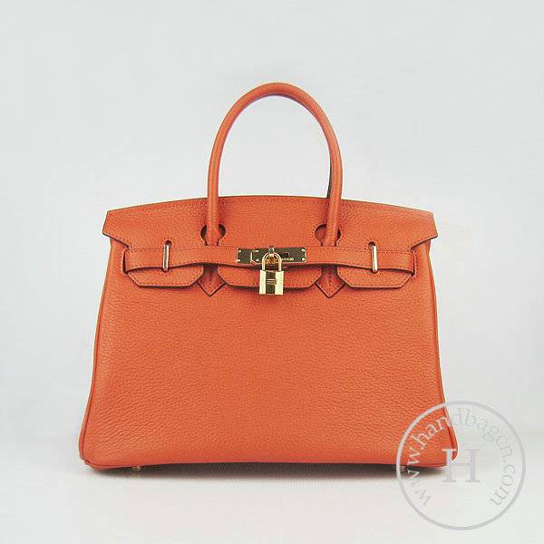 Hermes Birkin 30cm 6088 Orange Calfskin Leather With Gold Hardware - Click Image to Close