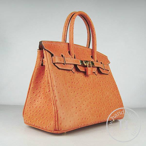 Hermes Birkin 30cm 6088 Orange Ostrich Leather With Gold Hardware