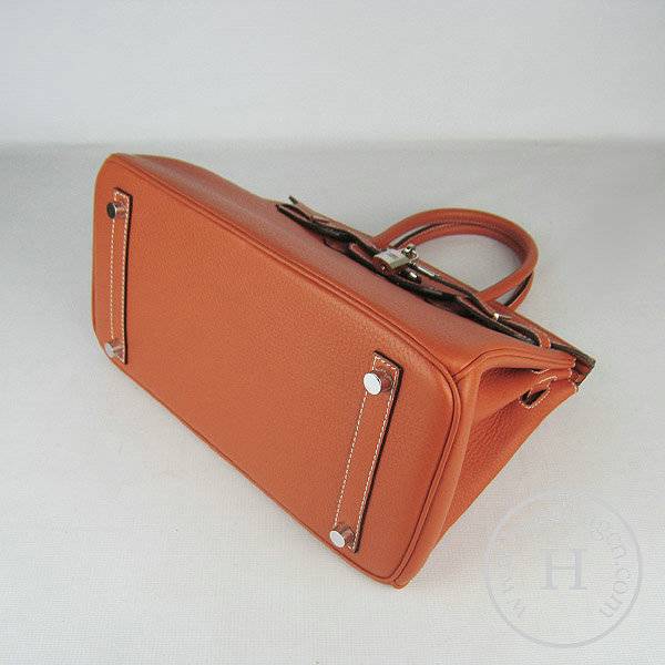 Hermes Birkin 30cm 6088 Orange Calfskin Leather With Silver Hardware