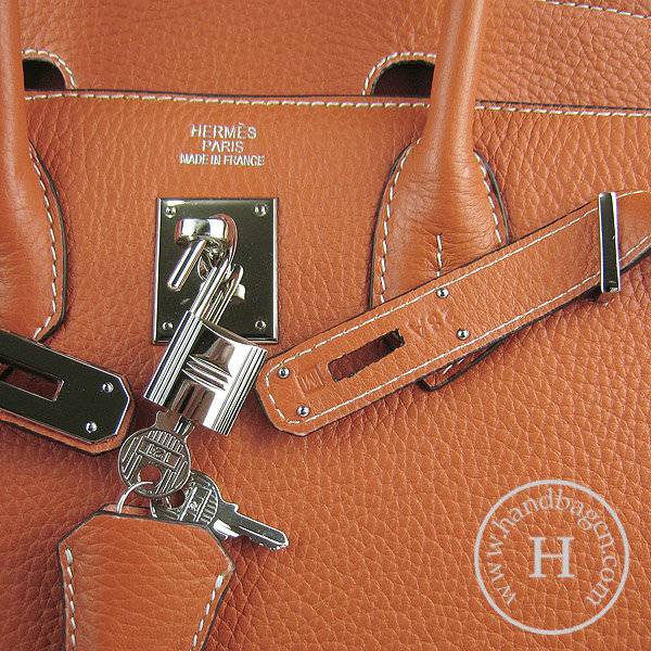 Hermes Birkin 30cm 6088 Orange Calfskin Leather With Silver Hardware
