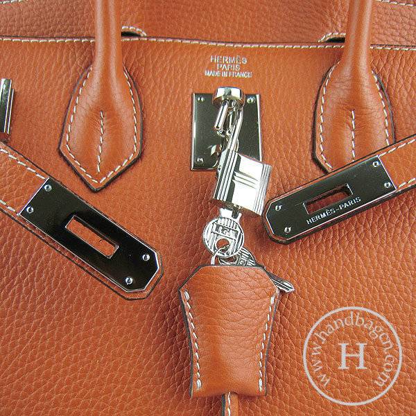 Hermes Birkin 30cm 6088 Orange Calfskin Leather With Silver Hardware - Click Image to Close