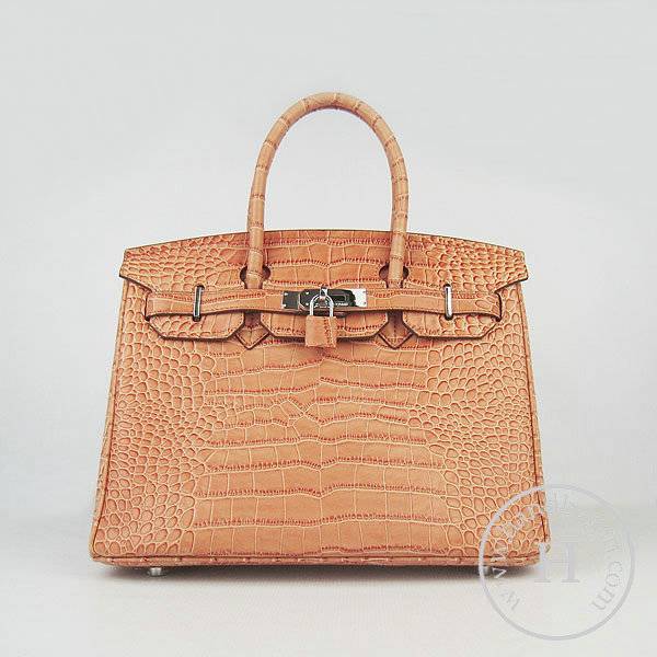 Hermes Birkin 30cm 6088 Orange Alligator Leather With Silver Hardware