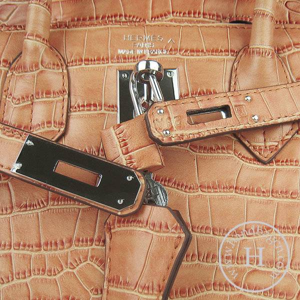 Hermes Birkin 30cm 6088 Orange Alligator Leather With Silver Hardware - Click Image to Close