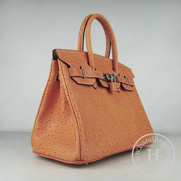 Hermes Birkin 30cm 6088 Orange Ostrich Leather With Silver Hardware