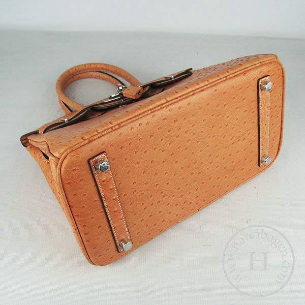 Hermes Birkin 30cm 6088 Orange Ostrich Leather With Silver Hardware