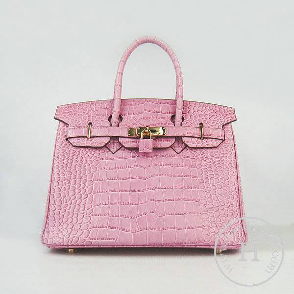 Hermes Birkin 30cm 6088 Pink Alligator Leather With Gold Hardware - Click Image to Close