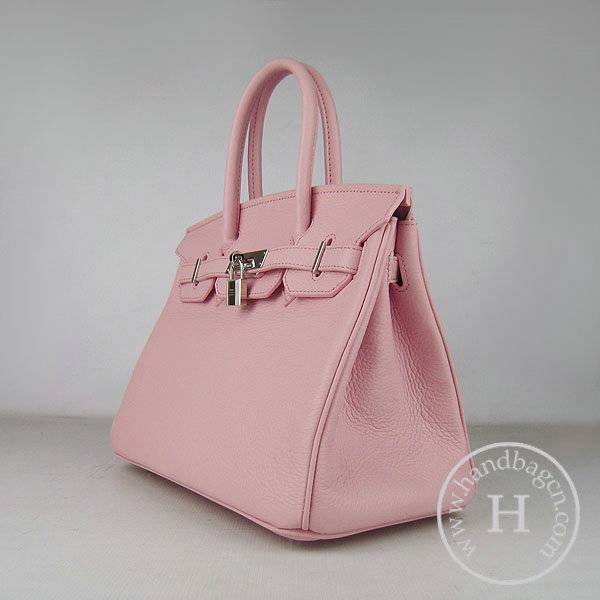 Hermes Birkin 30cm 6088 Pink Calfskin Leather With Silver Hardware - Click Image to Close