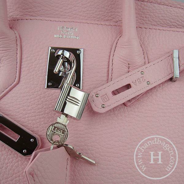 Hermes Birkin 30cm 6088 Pink Calfskin Leather With Silver Hardware - Click Image to Close