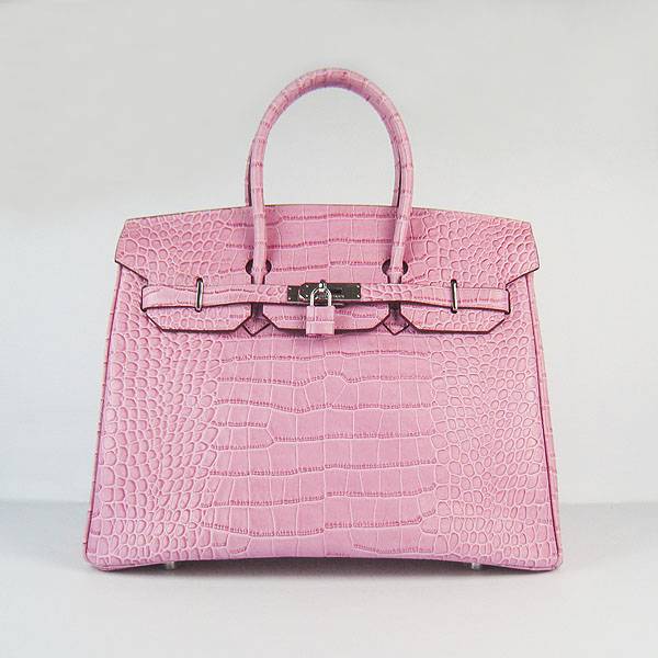 Hermes Birkin 30cm 6088 Pink Alligator Leather With Silver Hardware