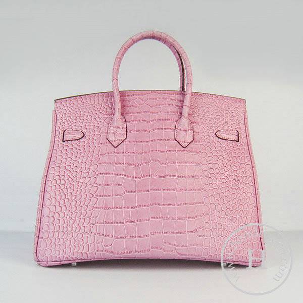Hermes Birkin 30cm 6088 Pink Alligator Leather With Silver Hardware - Click Image to Close