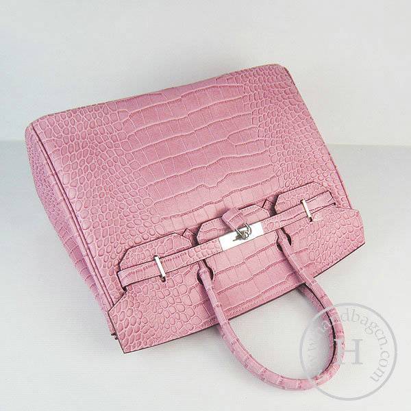 Hermes Birkin 30cm 6088 Pink Alligator Leather With Silver Hardware