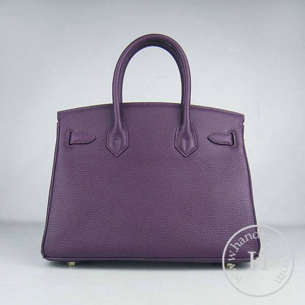 Hermes Birkin 30cm 6088 Purple Calfskin Leather With Gold Hardware - Click Image to Close