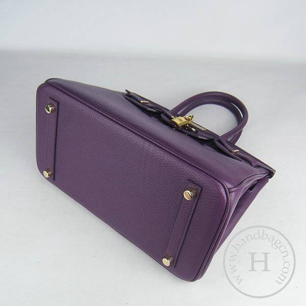 Hermes Birkin 30cm 6088 Purple Calfskin Leather With Gold Hardware - Click Image to Close