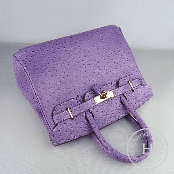Hermes Birkin 30cm 6088 Purple Ostrich Leather With Gold Hardware
