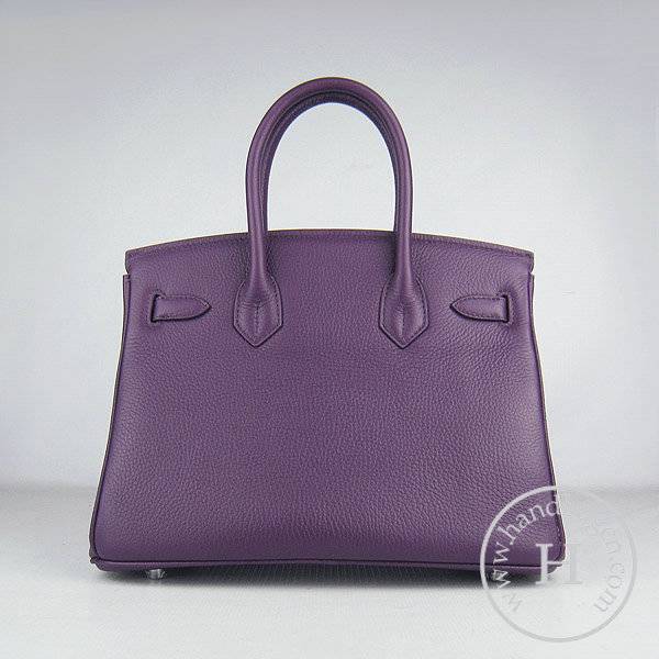 Hermes Birkin 30cm 6088 Purple Calfskin Leather With Silver Hardware - Click Image to Close