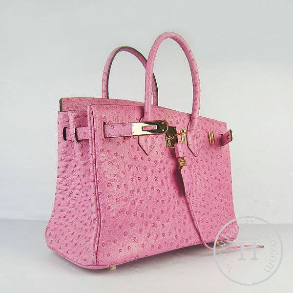 Hermes Birkin 30cm 6088 Peach Red Ostrich Leather With Gold Hardware - Click Image to Close