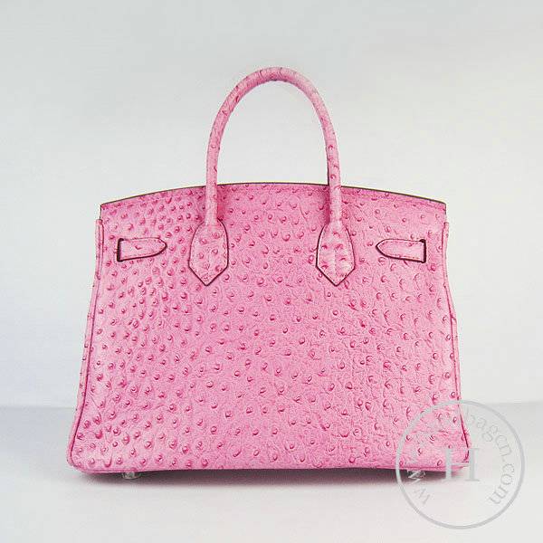 Hermes Birkin 30cm 6088 Peach Red Ostrich Leather With Silver Hardware - Click Image to Close