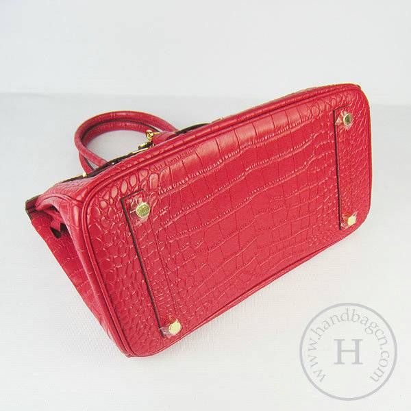 Hermes Birkin 30cm 6088 Red Alligator Leather With Gold Hardware - Click Image to Close