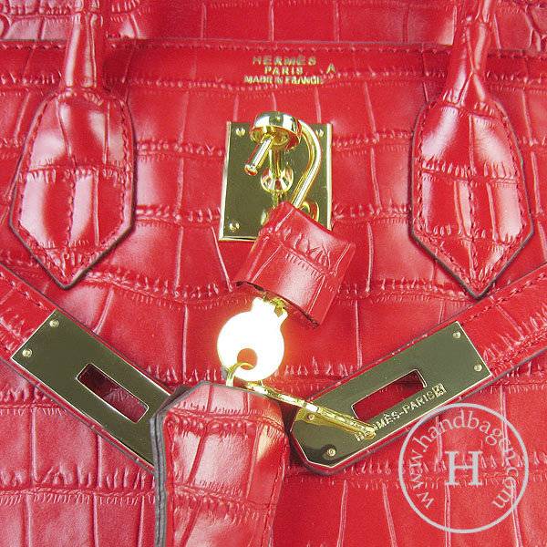 Hermes Birkin 30cm 6088 Red Alligator Leather With Gold Hardware - Click Image to Close
