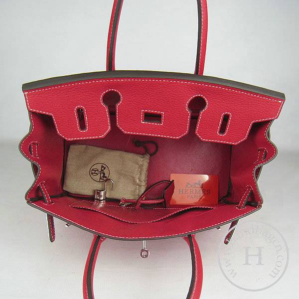 Hermes Birkin 30cm 6088 Red Calfskin Leather With Silver Hardware