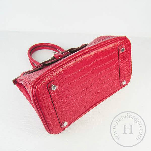 Hermes Birkin 30cm 6088 Red Alligator Leather With Silver Hardware