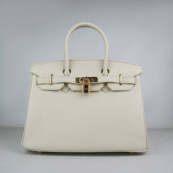 Hermes Birkin 30cm 6088 Cream Calfskin Leather With Gold Hardware - Click Image to Close