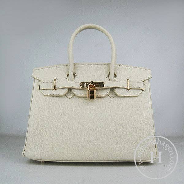 Hermes Birkin 30cm 6088 Cream Calfskin Leather With Gold Hardware - Click Image to Close