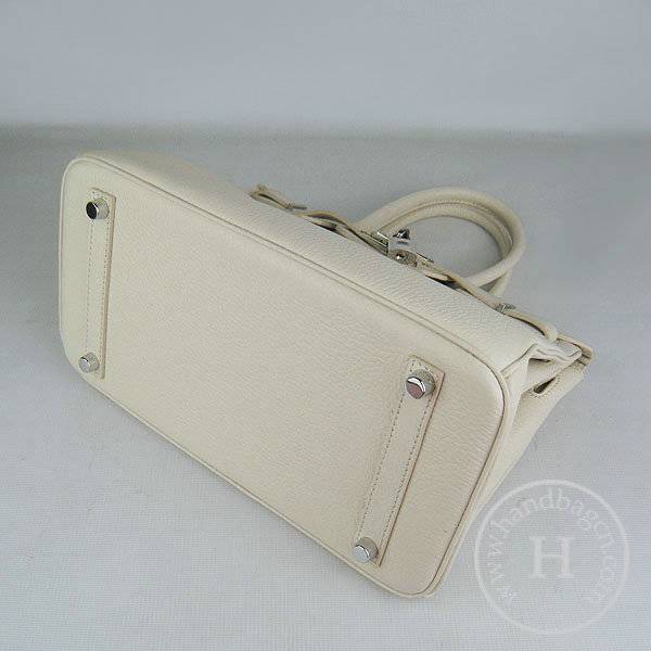 Hermes Birkin 30cm 6088 Cream Calfskin Leather With Silver Hardware - Click Image to Close