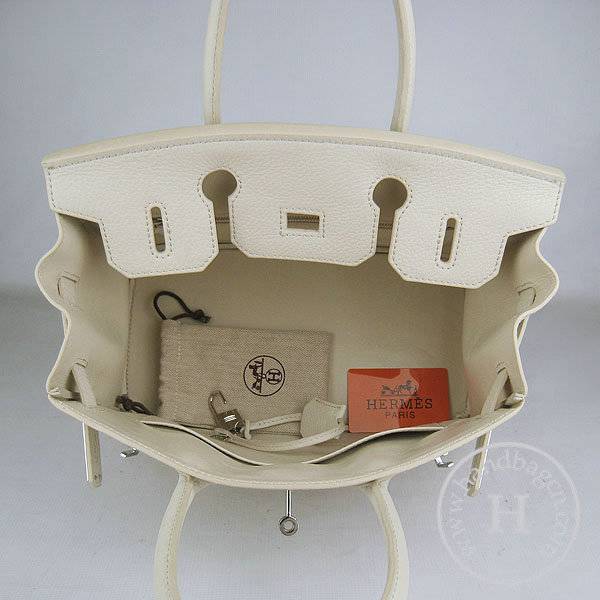 Hermes Birkin 30cm 6088 Cream Calfskin Leather With Silver Hardware - Click Image to Close