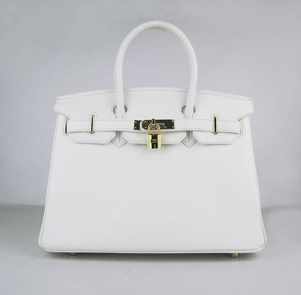 Hermes Birkin 30cm 6088 White Calfskin Leather With Gold Hardware - Click Image to Close