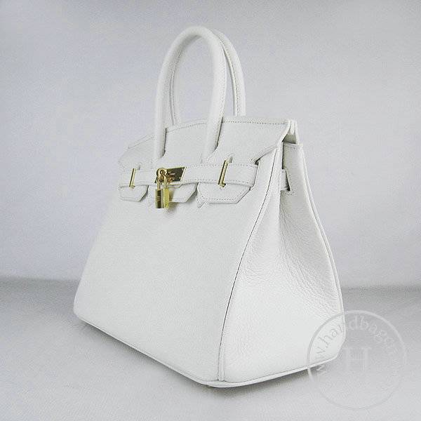 Hermes Birkin 30cm 6088 White Calfskin Leather With Gold Hardware - Click Image to Close