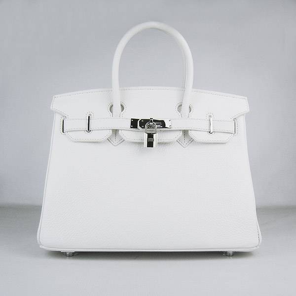 Hermes Birkin 30cm 6088 White Calfskin Leather With Silver Hardware