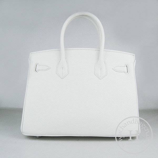 Hermes Birkin 30cm 6088 White Calfskin Leather With Silver Hardware - Click Image to Close