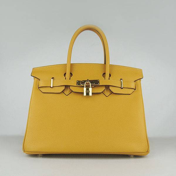 Hermes Birkin 30cm 6088 Yellow Calfskin Leather With Gold Hardware - Click Image to Close
