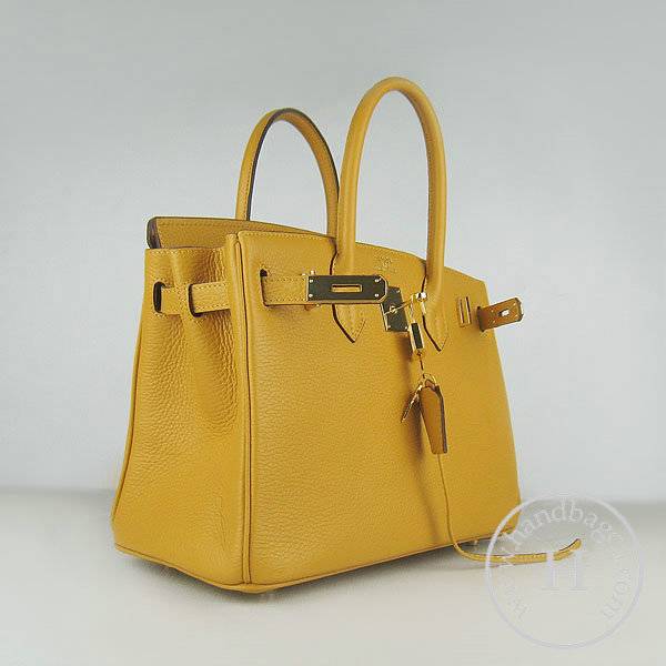 Hermes Birkin 30cm 6088 Yellow Calfskin Leather With Gold Hardware - Click Image to Close