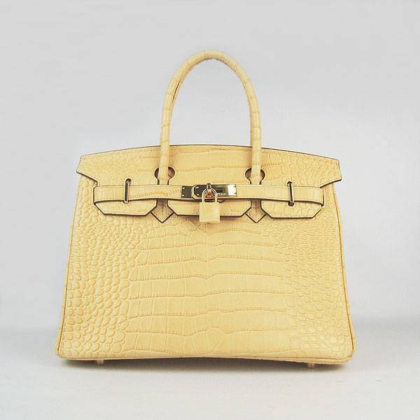 Hermes Birkin 30cm 6088 Yellow Alligator Leather With Gold Hardware