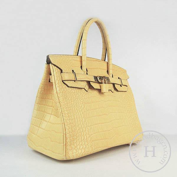 Hermes Birkin 30cm 6088 Yellow Alligator Leather With Gold Hardware - Click Image to Close