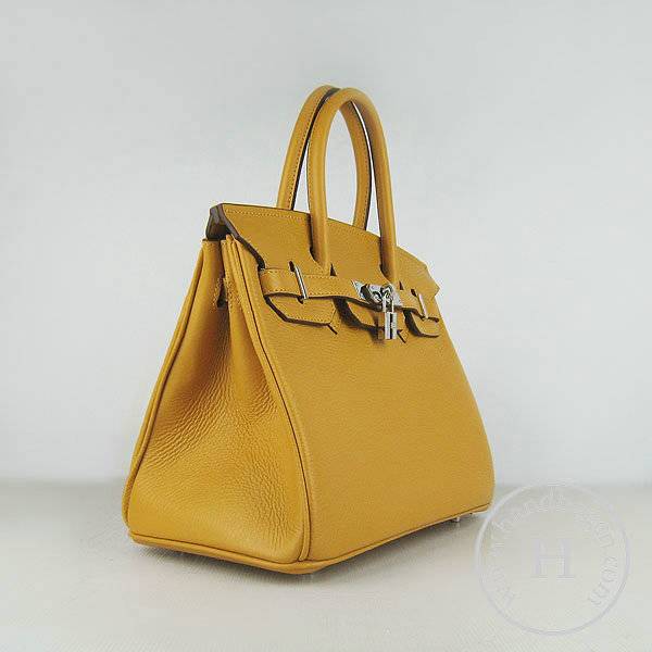 Hermes Birkin 30cm 6088 Yellow Calfskin Leather With Silver Hardware