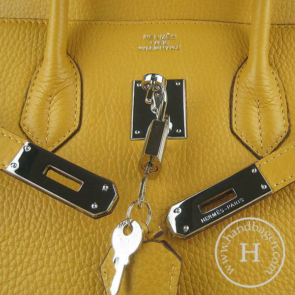 Hermes Birkin 30cm 6088 Yellow Calfskin Leather With Silver Hardware - Click Image to Close