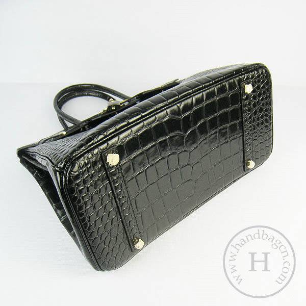 Hermes Birkin 35cm 6089 Black Big Alligator Leather With Gold Hardware - Click Image to Close