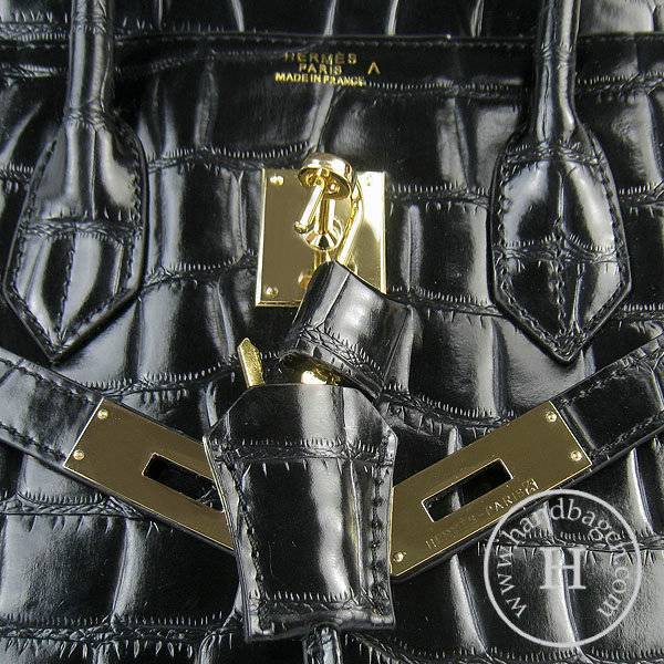 Hermes Birkin 35cm 6089 Black Big Alligator Leather With Gold Hardware